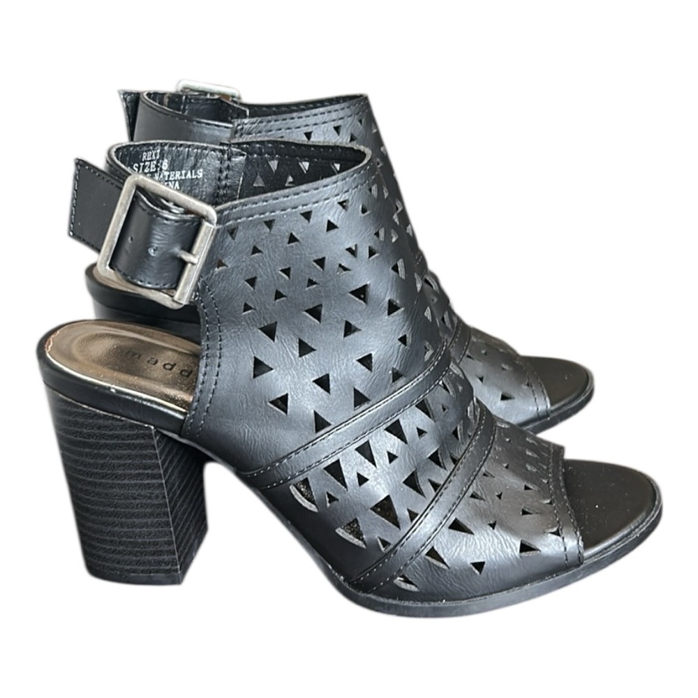 Madden Girl Open Toe Chunky Block Heel Intricate Cut-Out Design  Size 6